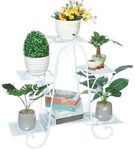 CCYENG Pflanzenständer, Pflanzenregal, Pflanzentisch, Schmiedeeisen, 6-stufiger Pflanzenständer, Metall, Blumenständer, Mehrfach-Pflanzenregal, Indoor-/Outdoor-Pflanze