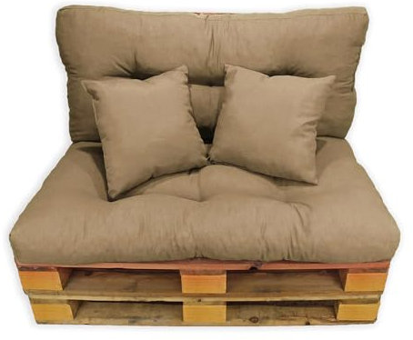 Acomoda Textil - Cojines Sofá Palets. Conjunto 4 Piezas para Palet, Asiento 120x80 cm + Respaldo + 2 Cojines. Elegante y Cómdo para Interior y Exterior, NO Incluye PALETS. (Arena)