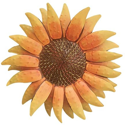 BCOATH 1stück Eisen Sonnenblume Wanddekoration Kunstvolle Wandornamente Für Innen Und Außenbereich Lebendige Farben Für Wohnzimmer Garten Restaurant Und