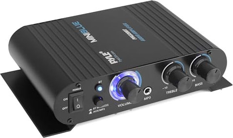 Pyle Mini Bluetooth Stereo Verstärker, 90W Audio Receiver mit 3 Eingänge, 2 Kanal, EQ Controls für das Heimkino