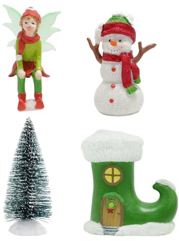 Figure natalizie luminose, statuette luminose di Natale, statuette in resina, decorazioni per paesaggi, statuette in miniatura che si illuminano al buio, per la libreria