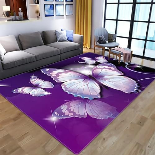 Tiere Schmetterlinge Blumen Teppich Kinderteppich Wohnzimmerteppich Schlafzimmerteppich 3D-Gedruckter Superweicher Flanellteppich 80 X 120 cm -Polyester-Soft-Touch,Leicht Zu Reinigen -15979043383749