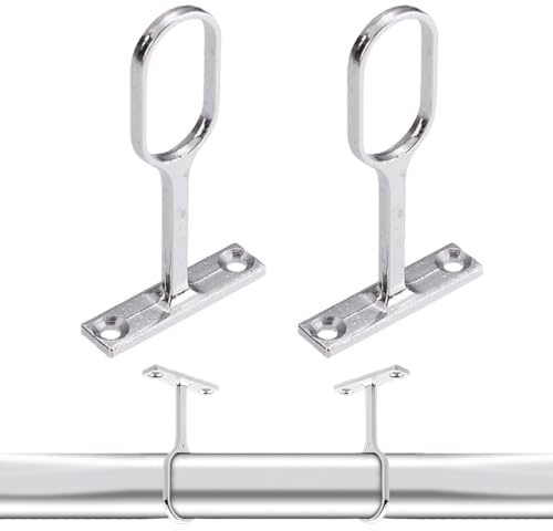 RDNKVB Para Dormitorio,2pcs, Soporte de Varilla, Soporte de Barra de Armario Ovalado, Soporte Central de la Barra de Percha, Soporte para Cortinas, Soporte para Barra de Ropa