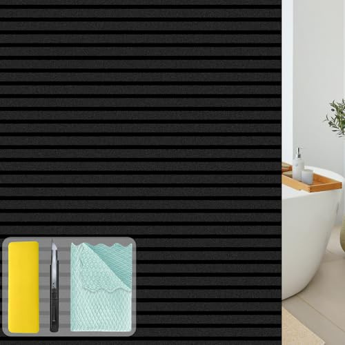 Niviy Película opaca para ventana con herramientas de instalación, 100 % bloqueo de luz solar, adherencia estática para oscurecer la habitación, tinte extraíble para ventana de casa (negro, 17.5 x