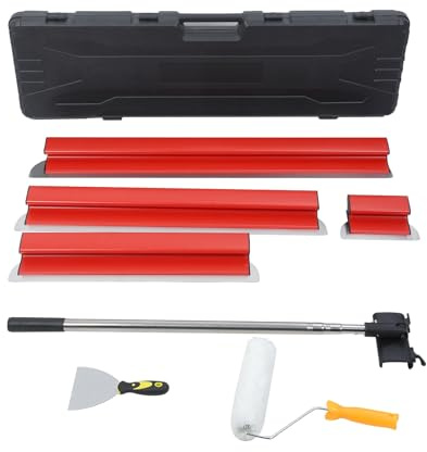 kamulouk 5pcs/set Flächenspachtel, Rostfreier Stahl Spachtel -Set, Spachtel Werkzug, Flächenspachtel -Set (20+40+60+80+100 cm) Rot