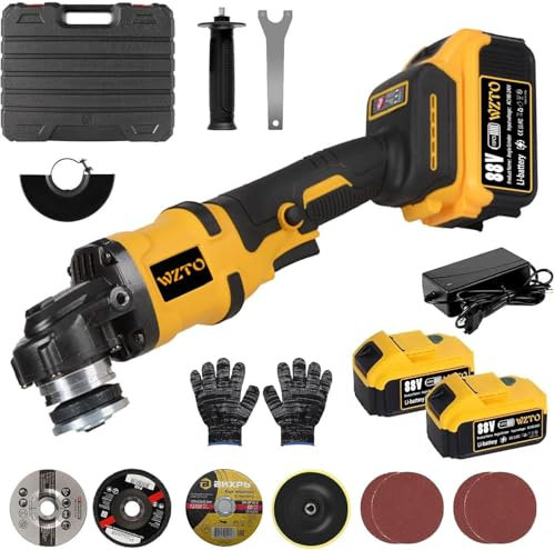 Smerigliatrice Angolare a Batteria, 125mm Smerigliatrice Angolare da 21v Con 2 Batterie da 5.0ah, Motore Brushless 30.000 Giri/Min da Dischi Abrasivi, Mole Abrasive Piane, Mole Lucidanti, Dischi da Ta