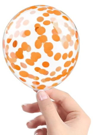 Orange Confetti Balloons, 40 Pcs 5 Inch Clear Balloons with Confetti Inside for Birthday Party Graduation Engagement Cake Topper Decor Bridal Shower Baby Shower Decoration Supplies -Paper Confetti