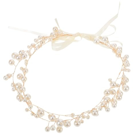 Veemoon Diadema de Perlas Doble con Alambre de Cobre Dorado Adorno Ligero para Bodas y Fiestas Accesorio Elegante para Novias Formales