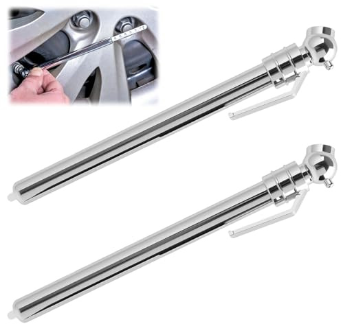 2 Pcs Tyre Pressure Gauge Pen, Tire Pressure Gauge Pencil Stainless Steel Style Measuring Tool with Pocket Clip Portable 5 to 50 PSI for Car Truck RV Motorcycle Bicycle Caravan Bus Vehicle Accessories
