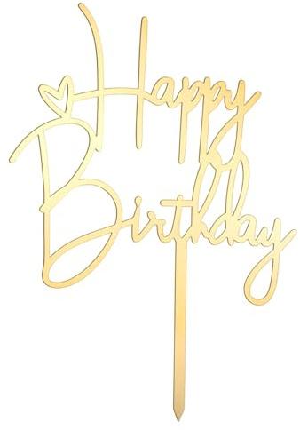 2pcs Happy Birthday Cake Toppers Glod Happy Birthday Cake Decorations Birthdays Decorations Birthdays Cakes Supplies for Celebrating Anniversary Party