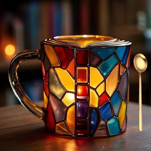 Generico Tazza Da Caffè Impilabile A Forma Di Libro 3D, Tazze E Tazzine For Amanti Dei Libri In Vetro Colorato, Creative E Pratiche Adatte For L'uso In Casa O In Ufficio(D)