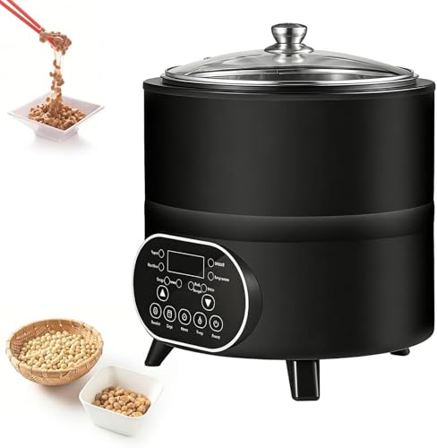 Yogurtiera automatica 400W-600W, con controllo del tempo e della temperatura, for aceto di frutta, yogurt, natto, vino di riso(12L Black)