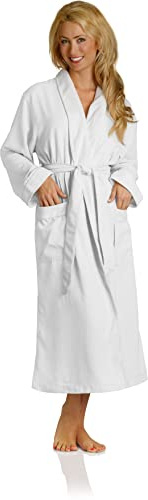 Luxury Spa Robe - 5-Star Hotel Microfiber and Terry Bathrobe for Women and Men | Full Length | Petite to Plus Size | White, X-Large