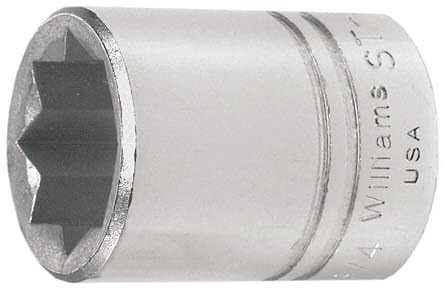 Williams 1/2 Inch Drive 8-Point SAE Shallow Socket, Fits 1 Inch, SUPERTORQUE Lobular Openings for Greater Turning Power, Durable High Polish Chrome Finish