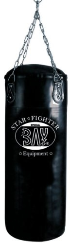 BAY Star Fighter Boxsack mit Stahlkettenaufhängung, Vinyl-Synthetik Material, 85 x 32 cm, 25 kg Gewicht, Schwarz