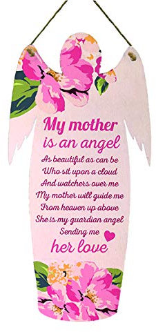 Red Ocean Mother Is An Angel Grave Hanging Wooden Angel Plaque In Loving Memory Family Tribute Sign