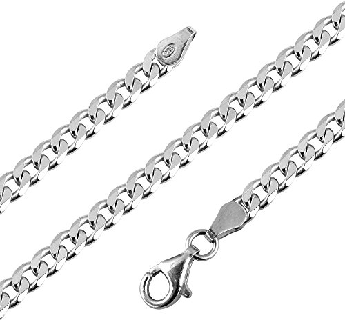 Avesano Herren Panzerkette 925 Sterling Silber 55 cm – Massiv, Made in Italy, 4,2 mm, Geschenkbox 101042-055