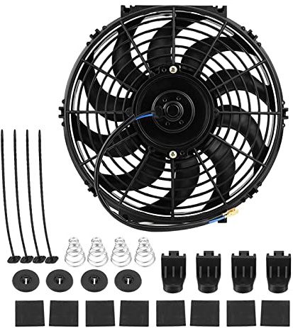 Universal Kühlerlüfter Ventilator 12 Zoll, 80W Elektrolüfter Motorlüfter Kühlerlüfter Ventilator Kühler Kühlerventilator Slim Lüfterrad Elektrolüfter Push Pull Lüftermotor mit Montagesatz