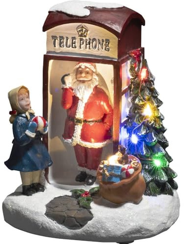 Konstsmide LED-sceneri jultomte i telefoncell, med på/av-brytare, 6 timmars timer, 5 färgglada dioder, batteridriven, inomhus, 0,32 W, batteri: 3 x AAA 1,5 V (exkl.) 4211-000 röd
