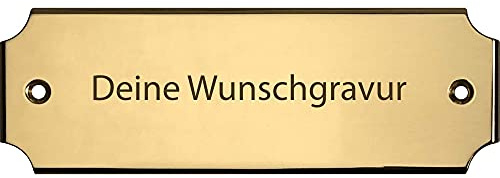 rechteckiges Messingschild mit Gravur