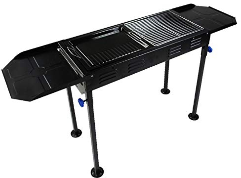 Portátil Barbacoa Parrilla Parrilla de carbón de leña Parrilla de acero inoxidable de acero inoxidable Inicio Barbacoa Horno de carbón con sartén antiadherente Parrilla BBQ para Picnic Patio Backyard