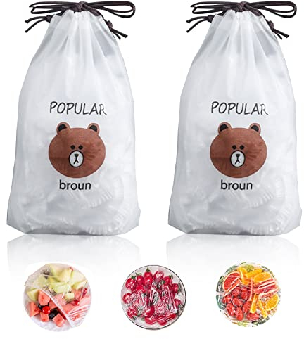 Gtwinsone 200 Stück Frischhaltebeutel Elastische Abdeckhauben für Lebensmittel Wiederverwendbar Wasserdichte Einweg Duschhaube Dichtungsbeutel Lebensmittelabdeckung
