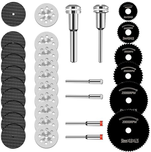 shengbenhao 32Pcs Kreissägeblatt Set Sägeblatt für Multifunktionswerkzeuge | HSS und Diamant Materialien, Harz-Trennscheiben, Zubehör für Dremel Rotationswerkzeuge, für Holz Glas Stein und Kunststoff