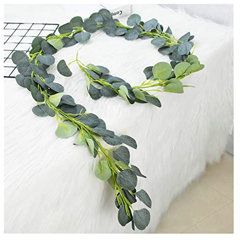 Weihnachtskranz, künstliche Pflanzengirlanden, grüne Blätter, Eukalyptus, Heimdekoration, hängende Pflanze, Eukalyptusranken, Geburtstagsfeier, Hochzeit, Tafelaufsätze, 2 Meter Kranz