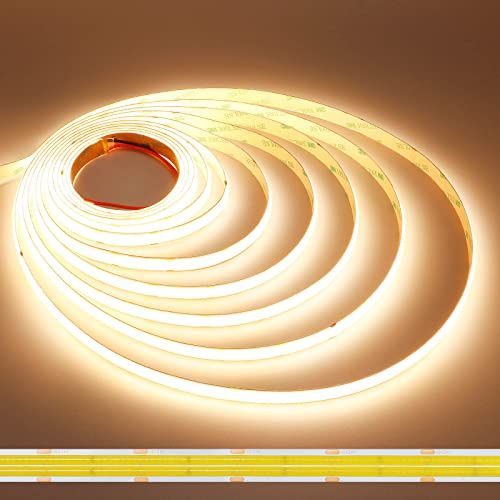 JOYLIT PRO+ 24V COB LED Streifen Doppelreihe 5M 3000K 3020 LM/m Innen | CRI 95+, 960 LEDs/m, Punktfreies Licht, Dimmbar Warmweiß, Selbstklebend, Kürzbar, Für Industrie, Zuhause(Nur Leuchte)