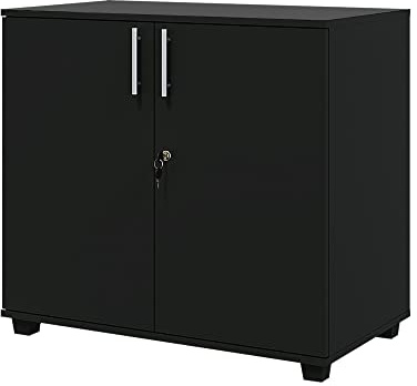 Panana Modern Wooden Filing Cabinet, 2 Door Office Storage Drawers With Lock Lateral File Cabinet Organizer For Home Office (Black)