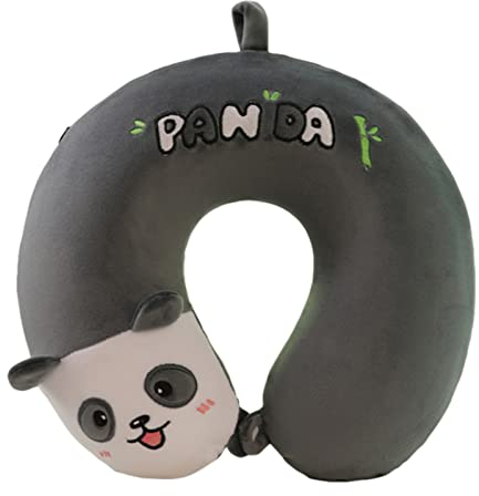 Nackenkissen Kinder, Tier Reisekissen Nackenhörnchen 30 * 30cm Memory Foam Nackenstütze U-förmiges Nackenstützkissen Flugzeug Schlafkissen im Auto Flugzeug Zug (Panda B)