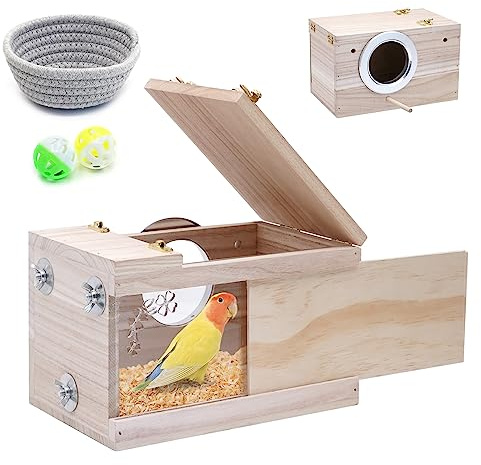 KHEARPSL Sittich Nistkasten Transparent Vogel Wellensittich Brutkasten Vogelnest Käfig Haus für Lovebirds Nymphensittiche Papageien Wellensittiche Finken Kanarienvögel (Medium)