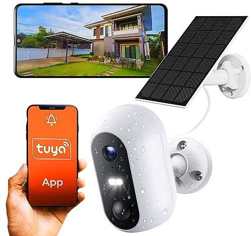 EXTRALINK Smart Life SolarEye Kabellose Überwachungskamera, Full HD, 1080p, IP54, Überwachungskamera Solar, 5200 mAh Akku, WiFi Kamera, Gegensprechanlage, App-Steuerung, Micro SD, Bewegungserkennung