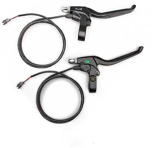 Levigo Palancas de freno de bicicleta eléctrica de aleación de aluminio con cable de enchufe SM de 2 pines, izquierda y derecha, manijas de freno antideslizantes para bicicletas, accesorios de