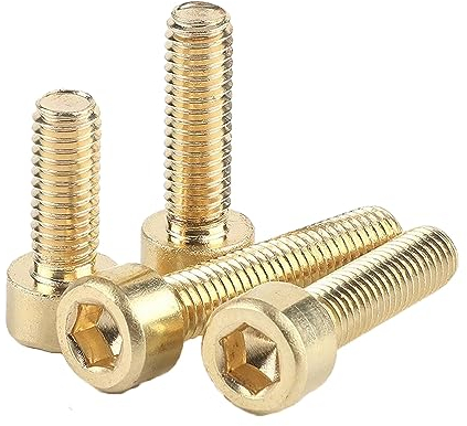 Inbusschrauben aus Messing mit metrischem Gewinde, Maschinenschrauben mit Innensechskant, Holzschrauben aus Messing, Gold, M5x35 mm,10 Stk
