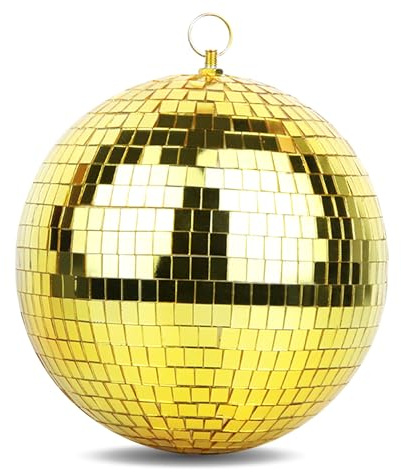 Discokugel, Ø 20 cm Spiegelkugel – Disco Ball zum Aufhängen für Party Karneval, Gold