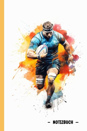 Notizbuch Rugby: Notizblock A5 (6x9in) 100 Seiten mit Linien - Geschenke für Trainer und Rugbyspieler - Für Jungen, Kinder und Erwachsene