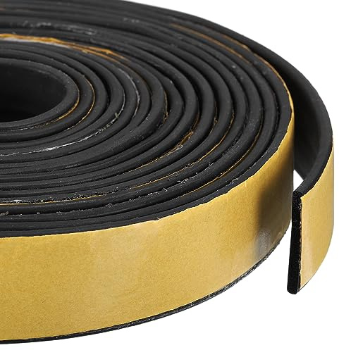 sourcing map Gummistreifen Selbstklebend Wetterstreifen 30mm(B) x3mm(T) x4m(L) Gummidichtung Kleber Fenster Dichtungsband Schaumstoff Dichtband Vollgummi Gummiprofil für Dichtungen Türen Fenster