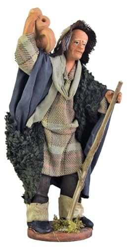 Holyhome Old Man with Amphora and Stick cm 12 (4.72 Inch) - Neapolitan Nativity Terracotta Dressed