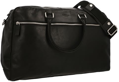 Gusti Aktentasche Leder - Mauricio Pflanzlich gegerbt Unitasche mit Trolley-Schlaufe Umhängetasche Arbeitstasche Messenger Bag Lehrertasche Businesstasche groß Laptoptasche Vintage Schwarz Leder