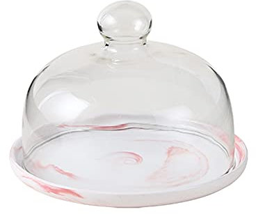 OQHAIR Couvertures Alimentaires, couvertures Anti-éclaboussures, Plateaux à Dessert avec Couvercle, Couvercle en dôme en Verre Transparent Fromage Dôme Fruit Snack Pain Plateaux à gâteaux