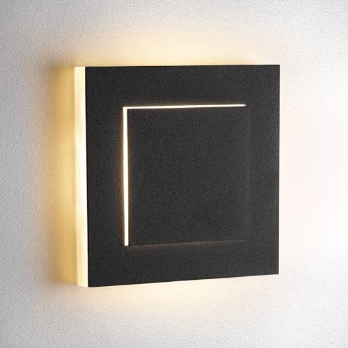 lambado® Treppenbeleuchtung mit Bewegungsmelder eckig Schwarz - LED Stufenbeleuchtung 1,5W 230V mit 3D Lichteffekt für Ambiente & Sicherheit im Dunkeln