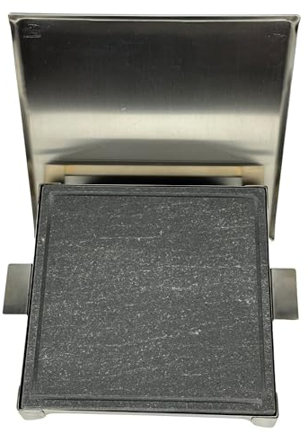 Vulcaninox | Piastra in Pietra lavica dell'Etna con telaio in Acciaio Inox | barbecue, forno | MADE IN ITALY (30 x 30 x 5)