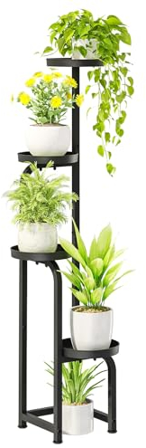 Bamworld Blumenständer Metall Schwarz Pflanzenständer Blumentreppe Indoor 4 Etagen robustes Pflanzenregal für Terrasse Garten Balkon Wohnzimmer Schlafzimmer