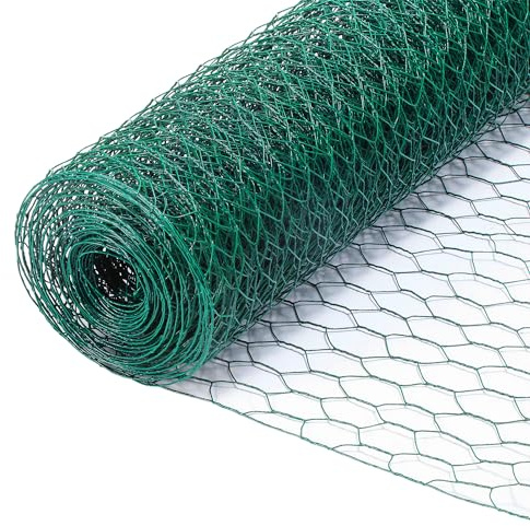Eulenke Sechseckgeflecht Maschendrahtzaun - Verzinkt mit Beschichtung, Kaninchendraht, Drahtzaun, Hasendraht - Sechseck Drahtgitter Maschenweite 27 mm, Höhe 100 cm, Länge 10 m - Grün