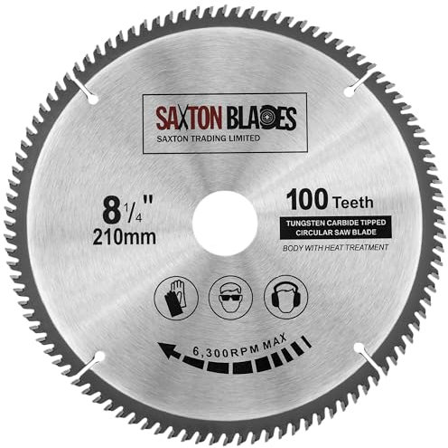 Saxton Fine Cutting TCT Circular Wood Saw Blade 210mm x 100T x 25.4mm Bore fits Evolution Rage Saws