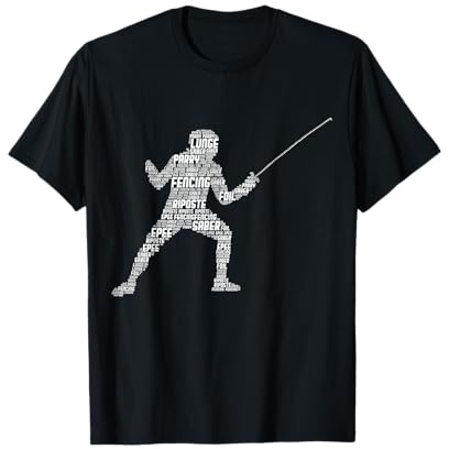 Cadeaux d'escrime T-Shirt Noir Uni Classic Lightweight Coupe régulière Manche courte S