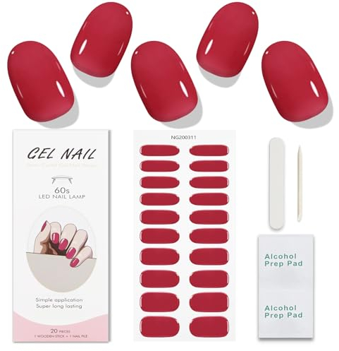 JMEOWIO Unghie Gel Adesive Rosa Rosso Gel Nail Stickers Adesivi Unghie Gel Uv Decorazioni Unghie Nail Art Disegni