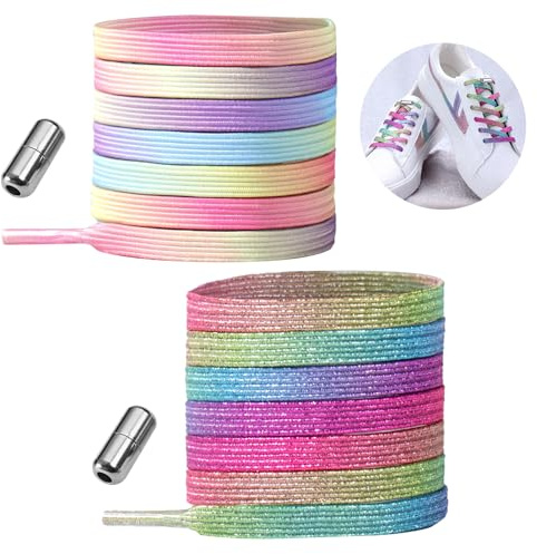 Lacci scarpe elastici colorati, 2 paia lacci elastici per scarpe bambini/adulti Piatto stringhe elastiche per scarpe con chiusura Twist per scarpe da ginnastica Sneakers Scarpe da tavolo da trekking