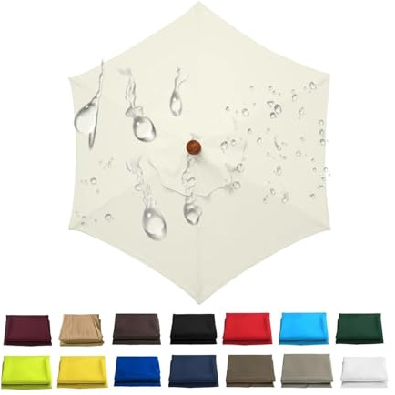 Rechange Toile de Parasol de Jardin 2m 2.3m 2.5m 2.7m 3.0m Dessus de Parapluie de Remplacement pour 6 Ribs 8 Ribs, Bâche De Remplacement Toile de Rechange pour Parasol(Ww2,6 Ribs- 8.2 FT 250 cm)